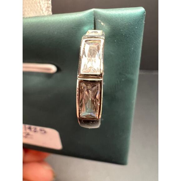 CZ half hoop earrings in sterling silver - Picture 13 of 14